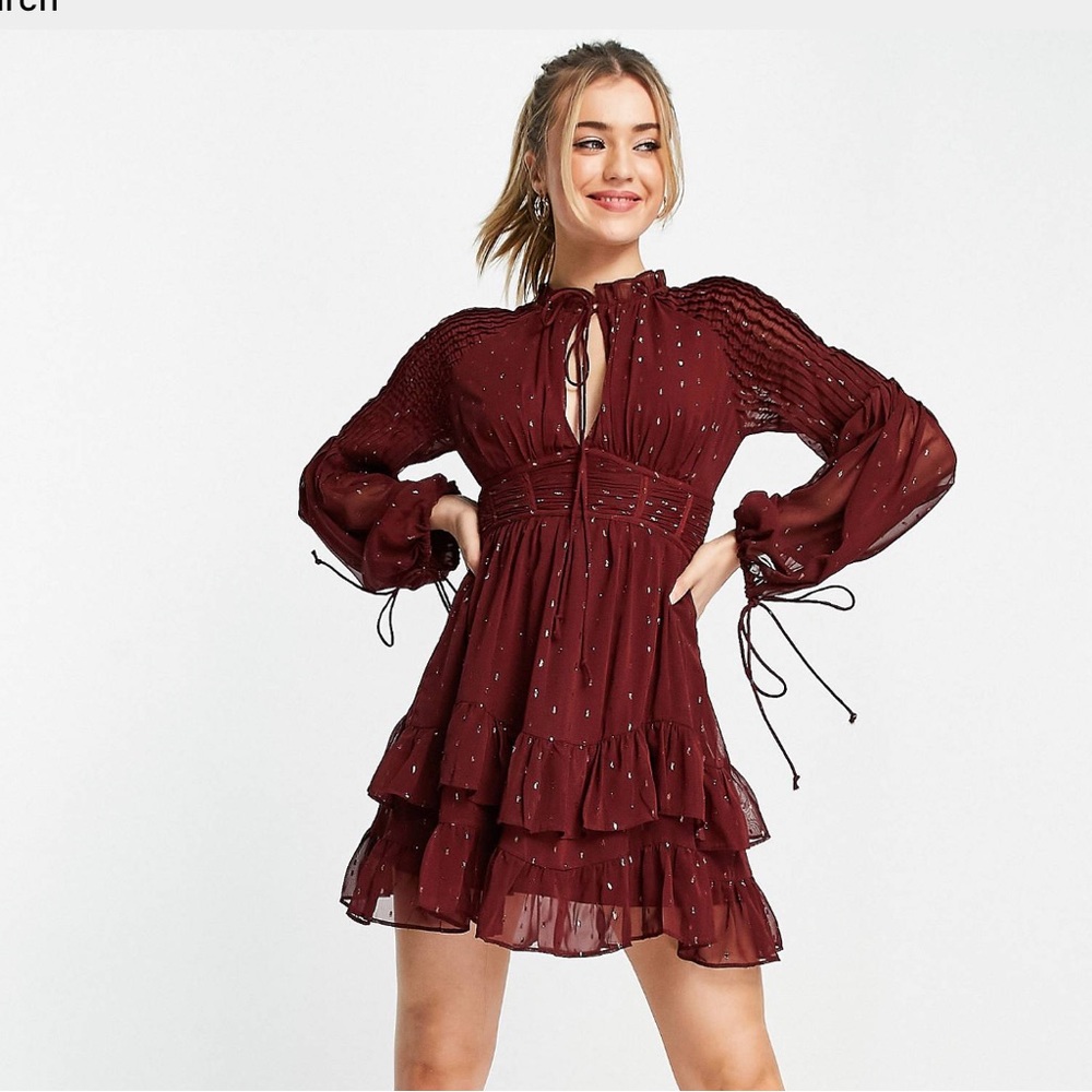 ASOS DESIGN chiffon high neck mini dress